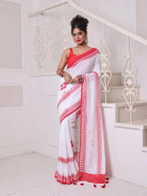 Peach Cotton Ikat Saree With Ganga Jamuna Border-MA66BCT431380073